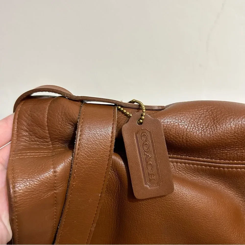 Vintage Coach 4156 Toffee Brown Leather Soho Belted Bucket Buckle Pouch Bag